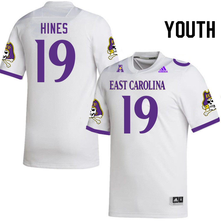 Youth #19 DeMarius Hines ECU Pirates College Football Jerseys Stitched-White